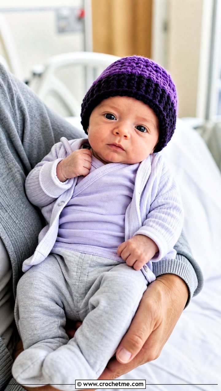 Textured Preemie Beanie With Coming Home Outfit - 30 crochet premie hats outfit ideas