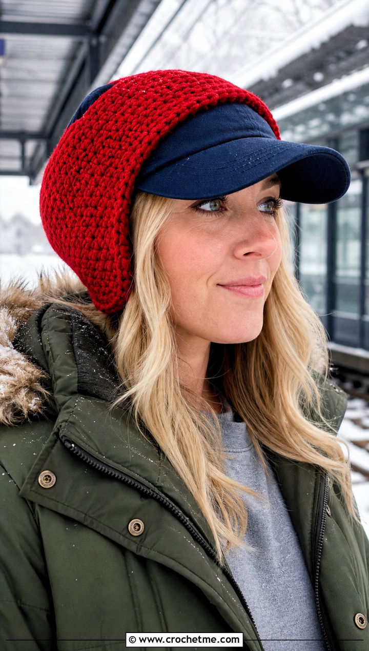 Thermal Stitch Crochet Baseball Hat Ear Warmer With Parka - 25 Crochet Baseball Hat Ear Warmer outfit ideas
