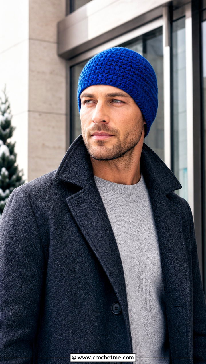 Thermal Stitch Crochet Chemo Cap With Wool Coat - 25 Crochet Chemo Caps For Men outfit ideas