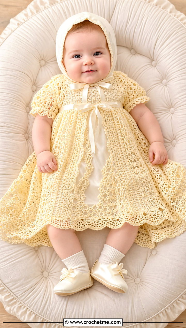 Thread Crochet Blessing Dress With Satin Slip - 15 Crochet Blessing Dress outfit ideas