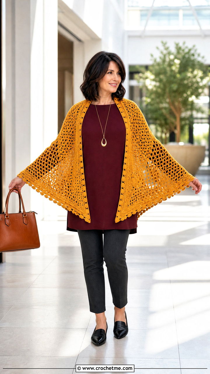 Three Triangle Prayer Shawl With Tunic And Slim Pants - 35 crochet prayer shawl outfit ideas