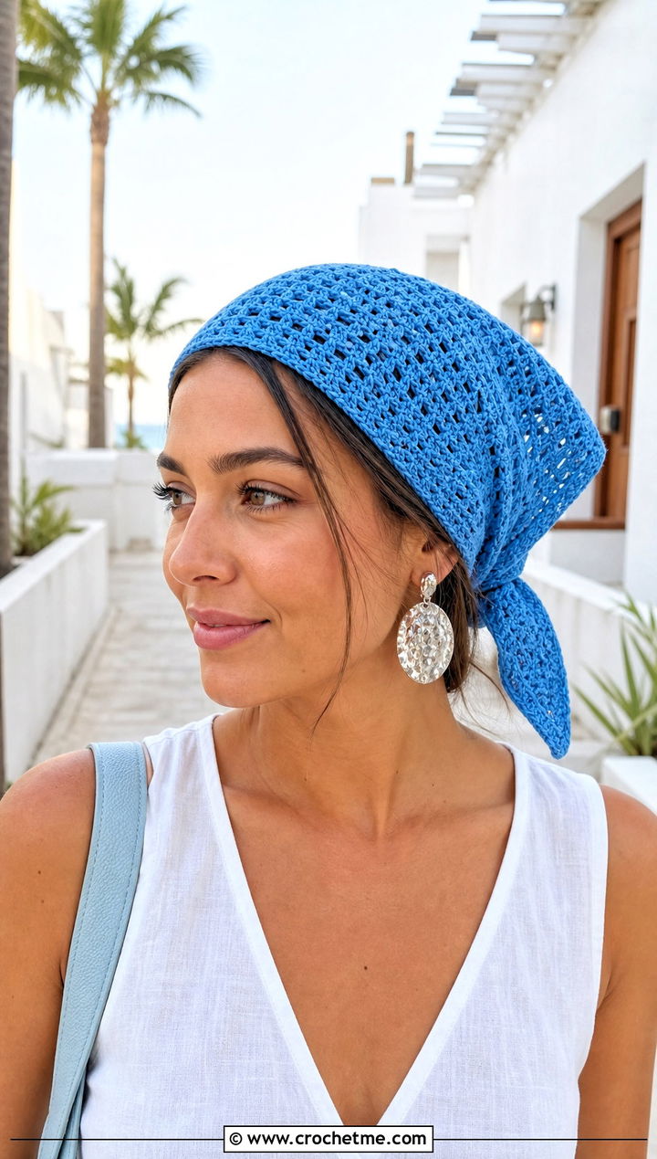 Tie Back Crochet Head Wrap With Linen Set - 15 crochet head wraps outfit ideas