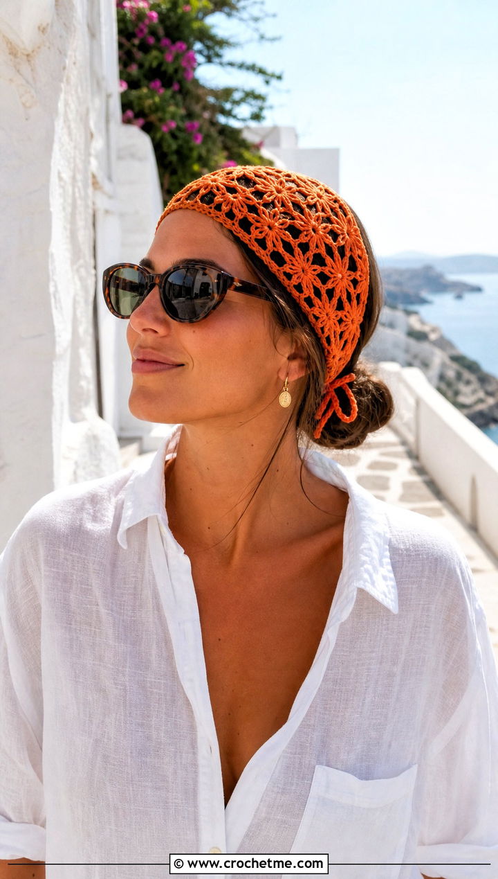 Tie Back Crochet Star Headband With Linen Set - 25 crochet star headband outfit ideas