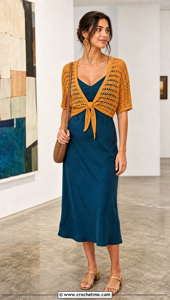 Tie Front Crochet Top With Slip Dress - 25 Easy Crochet Projects Top outfit ideas