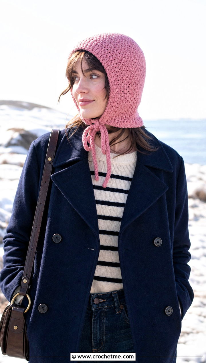 Tie Front Helmet Balaclava With Peacoat - 25 crochet helmet balaclava outfit ideas
