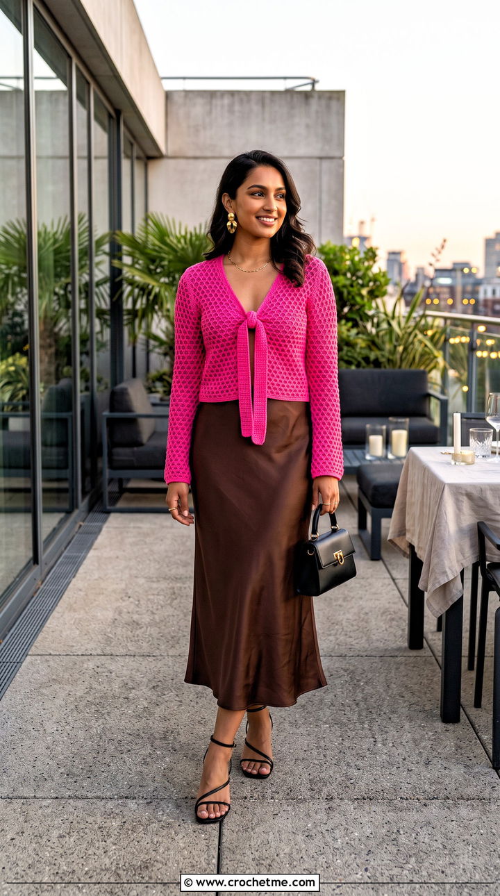 Tie Front Tunisian Crochet Top With Slip Skirt - 30 tunisian crochet top outfit ideas