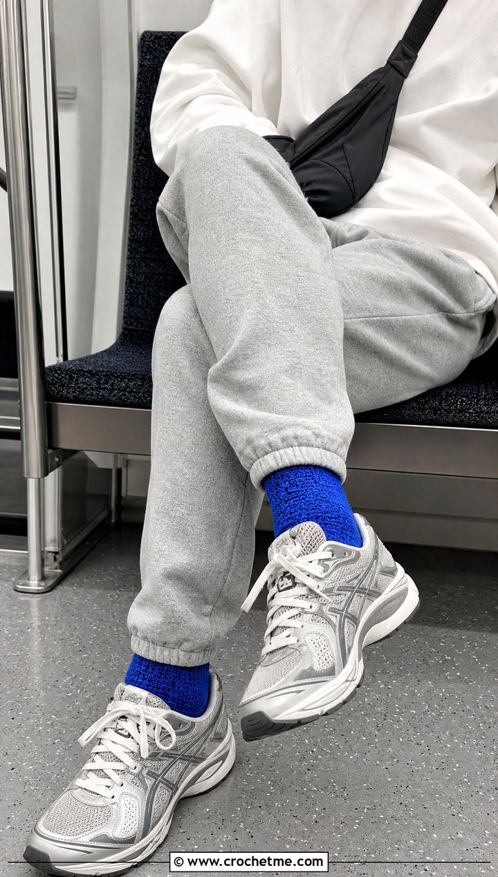 Toe Up Crochet Socks With Sweatshirt And Joggers - 25 men's crochet socks outfit ideas