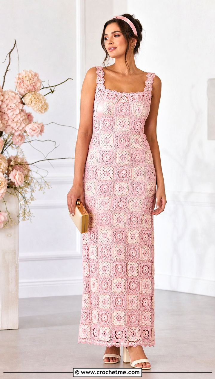 Tonal Granny Square Crochet Wedding Dress - 15 Elegant Crochet Wedding Dress outfit ideas