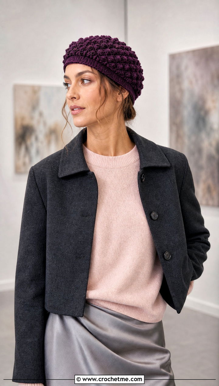 Top Down Bert Crochet Hat With Satin Skirt - 15 Bert Crochet Hat outfit ideas