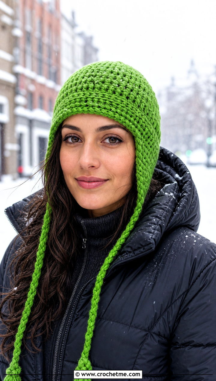 Top Down Crochet Earflap Hat With Puffer Jacket - 30 top down crochet hat outfit ideas