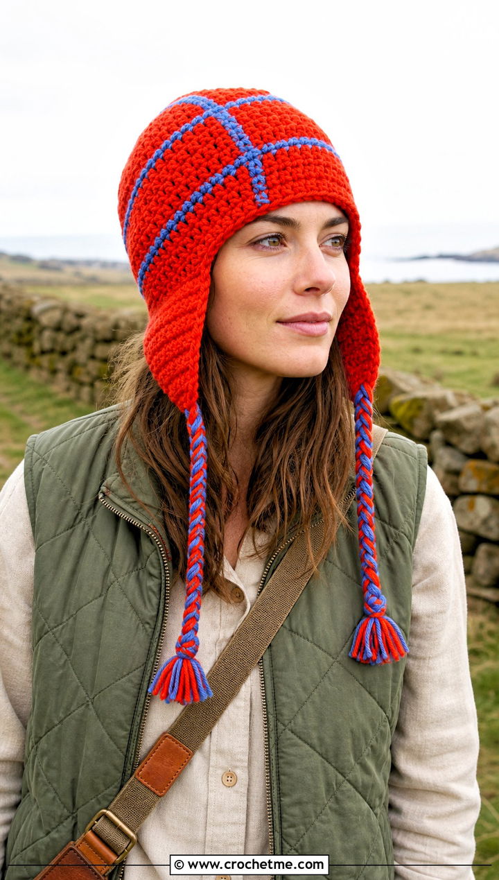 Trapper Crochet Basketball Hat With Quilted Vest - 25 crochet basketball hat outfit ideas