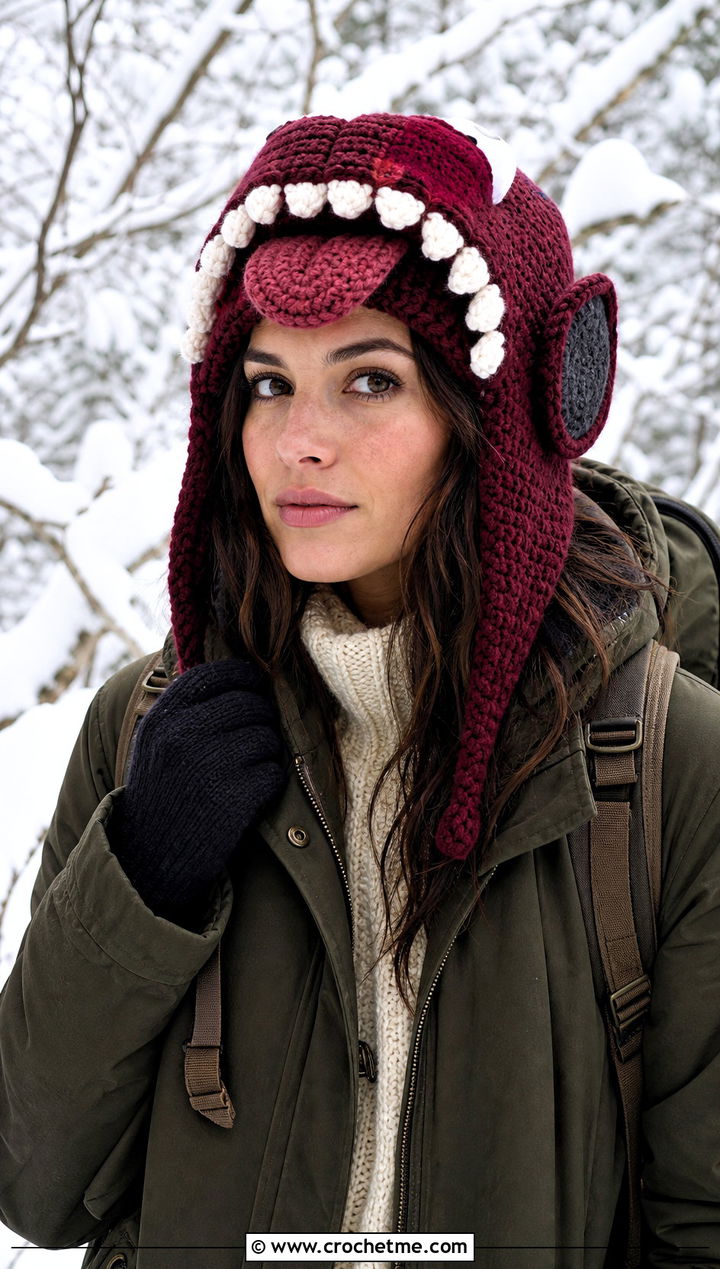 Trapper Impostor Hat With Utility Coat - 20 Among Us Crochet Hat outfit ideas