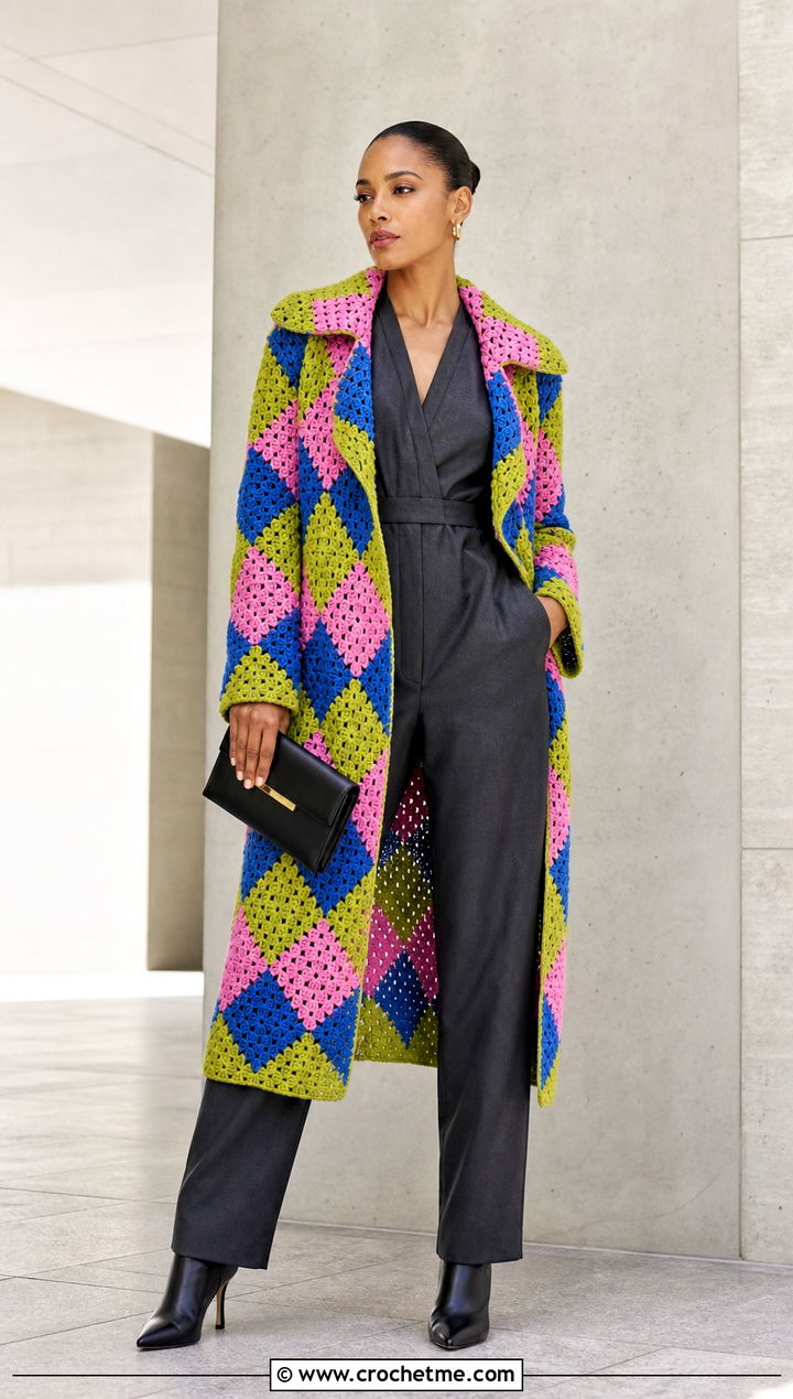 Trench Style Howl Crochet Coat With Jumpsuit - 25 howl crochet coat outfit ideas