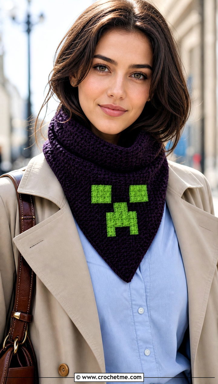 Triangle Creeper Scarf With Trench Coat - 15 minecraft creeper crochet scarf outfit ideas