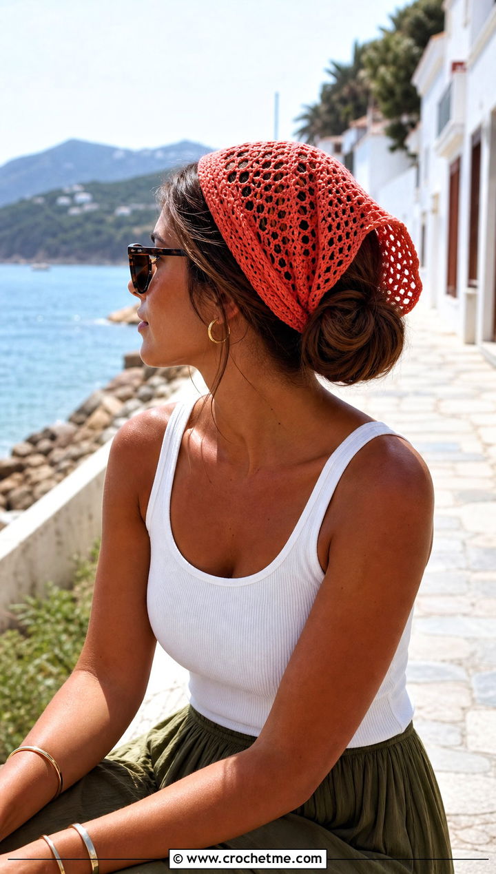 Triangle Crochet Lace Headband With Tank Top And Maxi Skirt - 30 crochet lace headband outfit ideas