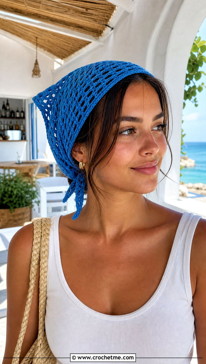 Triangle Crochet Scarf With Tank Top And Linen Pants - 35 fun crochet scarf outfit ideas