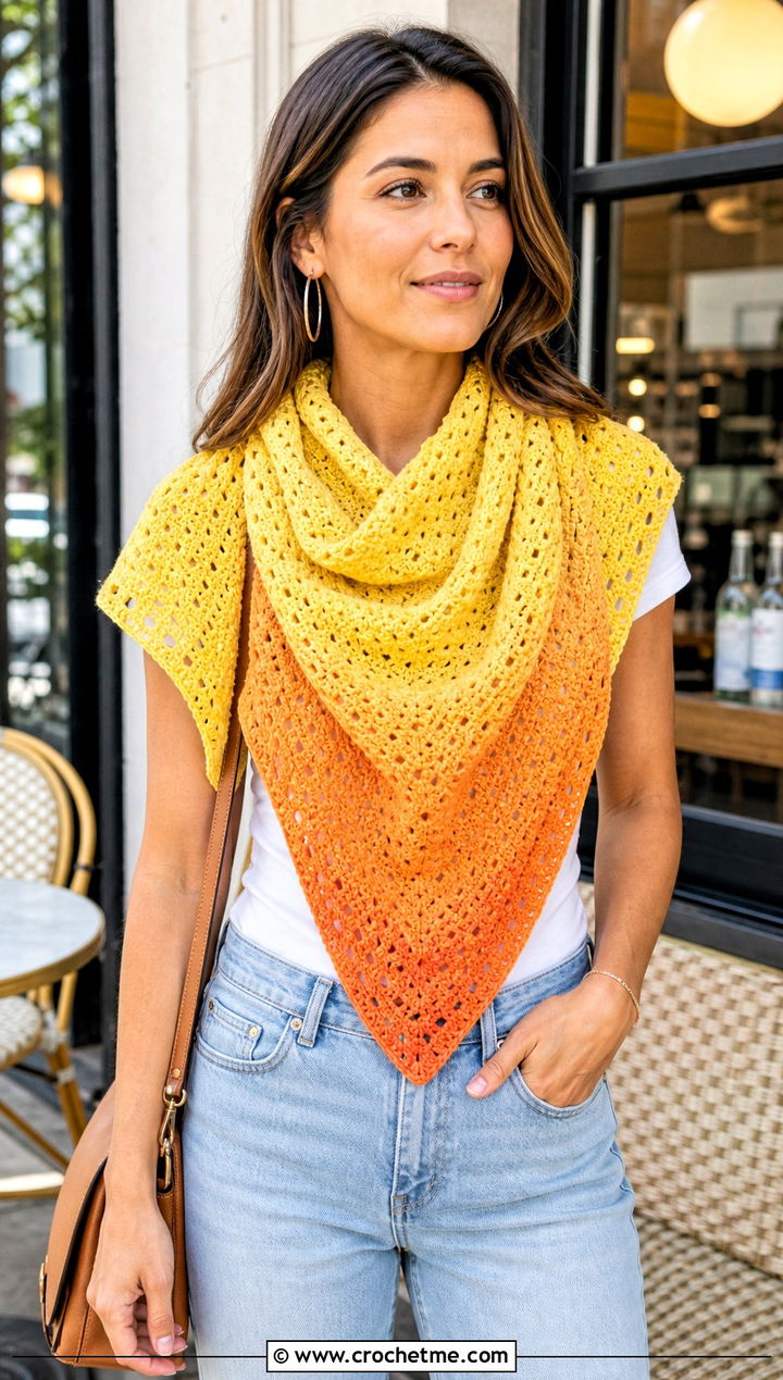 Triangle Shawl With Straight Leg Jeans - 25 Crochet Shawl In A Cake outfit ideas