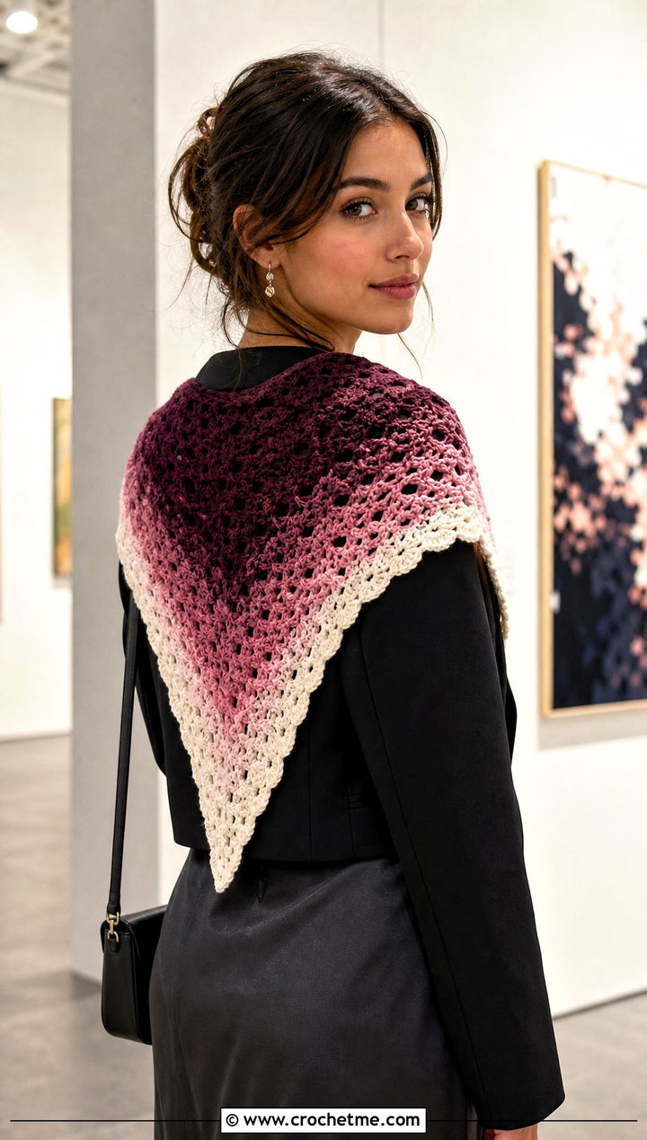 Triangle Variegated Crochet Scarf With Slip Dress - 25 Variegated Yarn Crochet Scarf outfit ideas