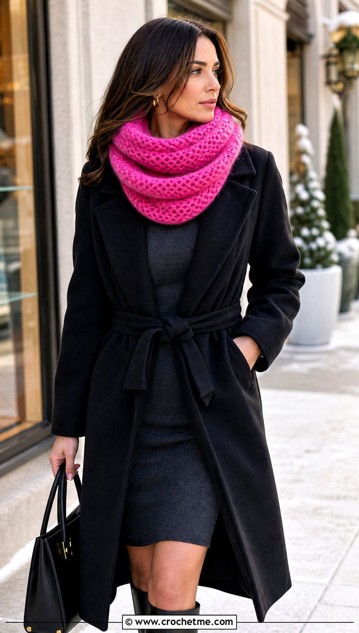 Tube Crochet Mohair Scarf With Sweater Dress - 30 crochet mohair scarf outfit ideas