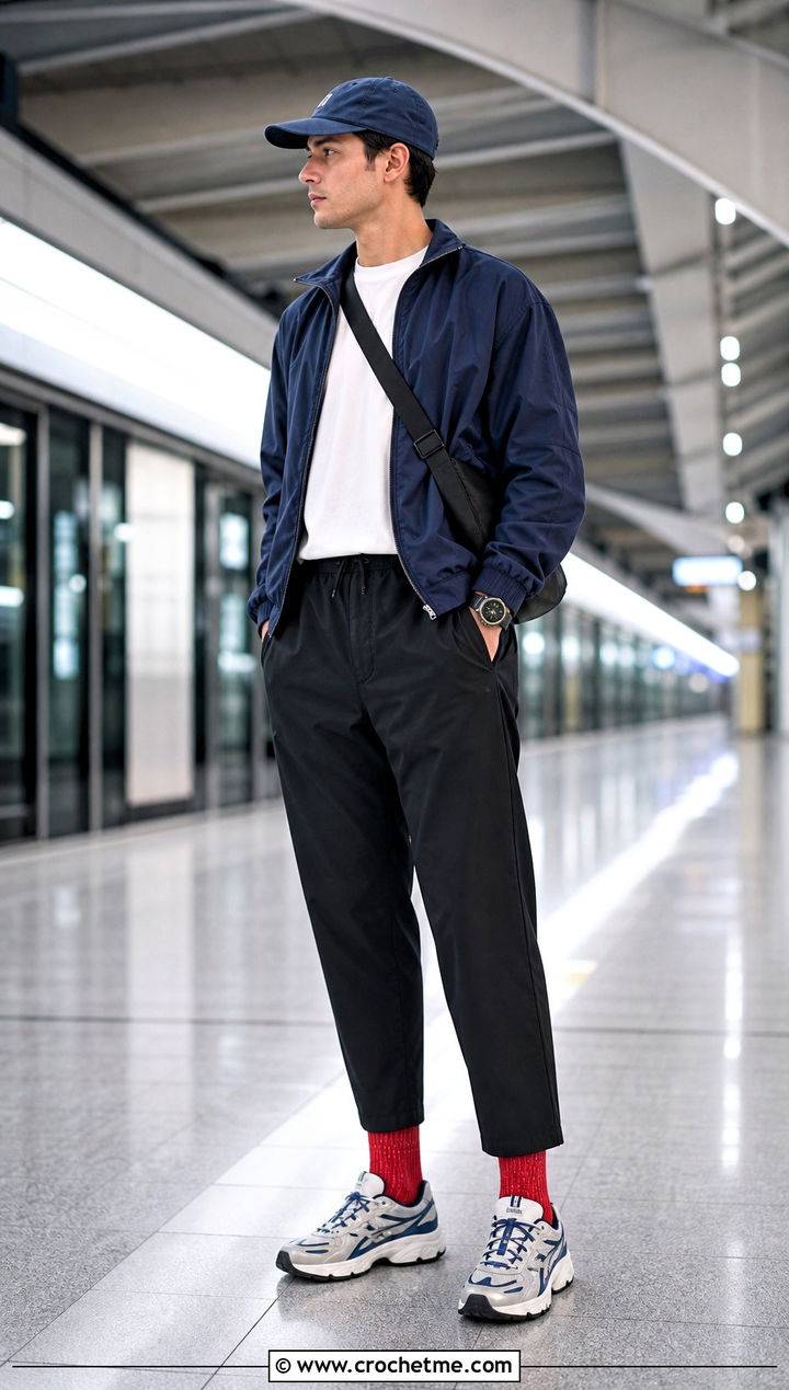 Tube Crochet Socks With Tracksuit - 35 crochet socks for men outfit ideas