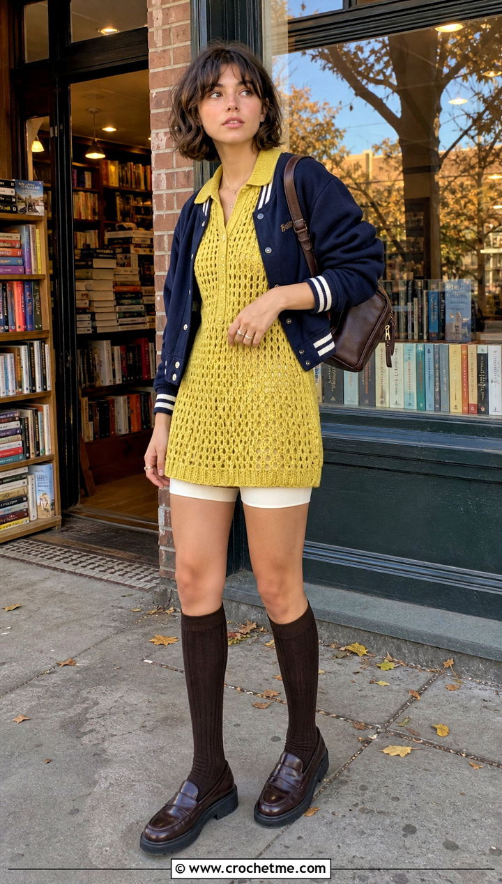Tunic Crochet Polo Dress With Tall Socks - 30 Crochet Polo Dress outfit ideas