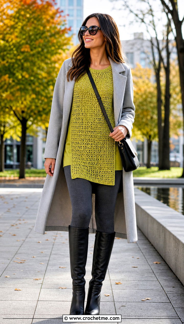Tunic Crochet Raglan Top With Leggings - 30 crochet raglan top outfit ideas
