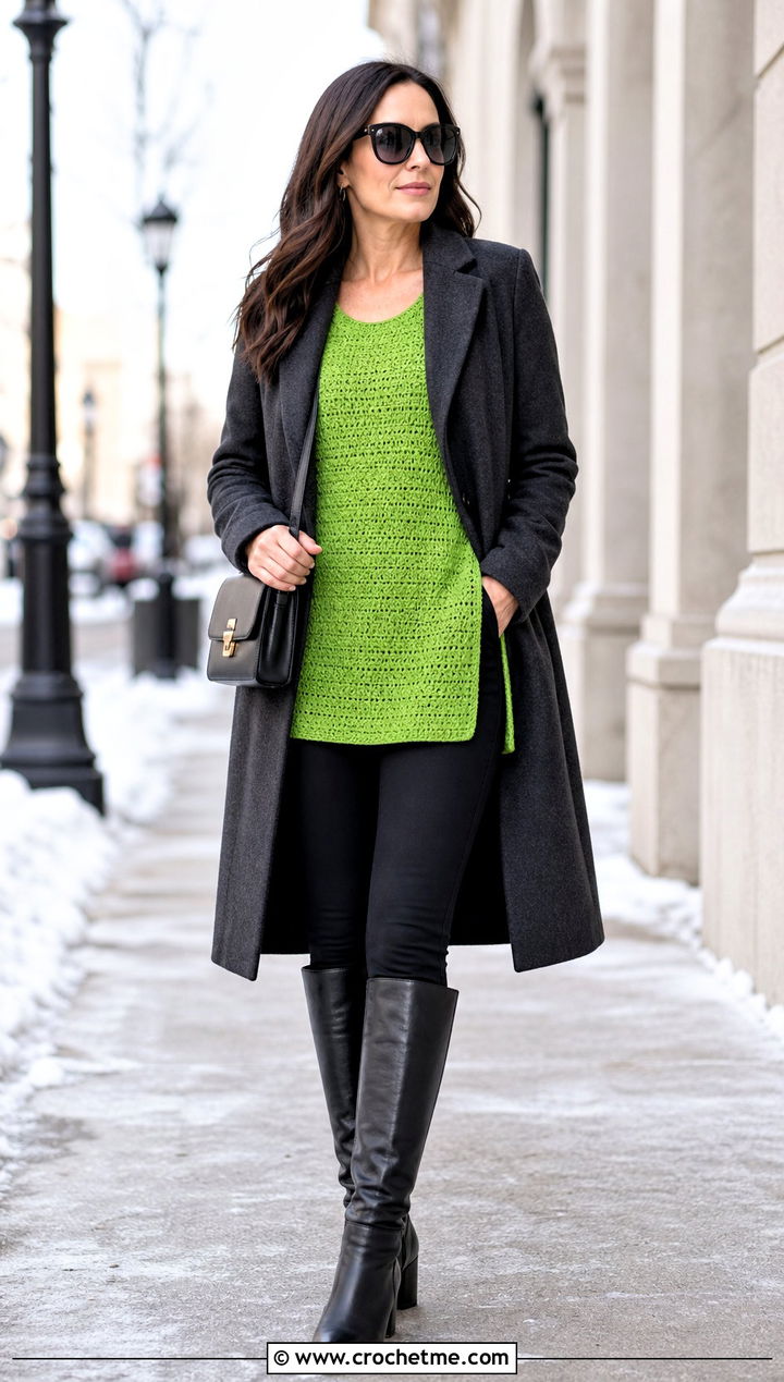 Tunic Crochet Scoop Neck Top With Leggings - 30 crochet scoop neck top outfit ideas