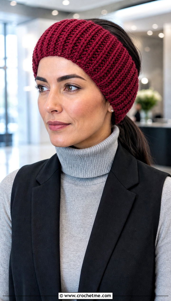 Tunisian Brioche Headband With Longline Vest - 30 tunisian crochet headband outfit ideas