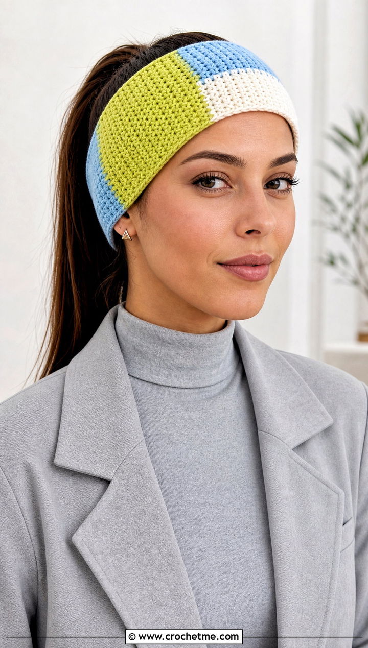 Tunisian Color Block Headband With Monochrome Outfit - 30 tunisian crochet headband outfit ideas