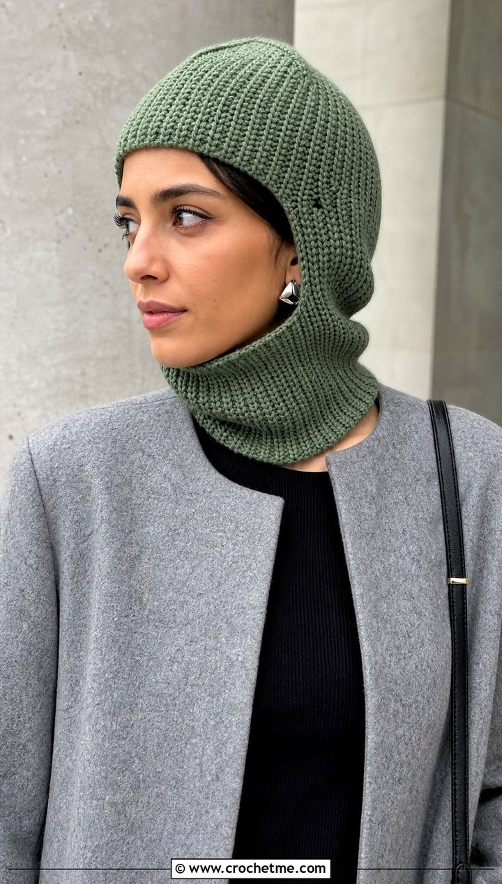 Tunisian Crochet Balaclava Hat With Minimalist Outfit - 25 crochet balaclava hat outfit ideas