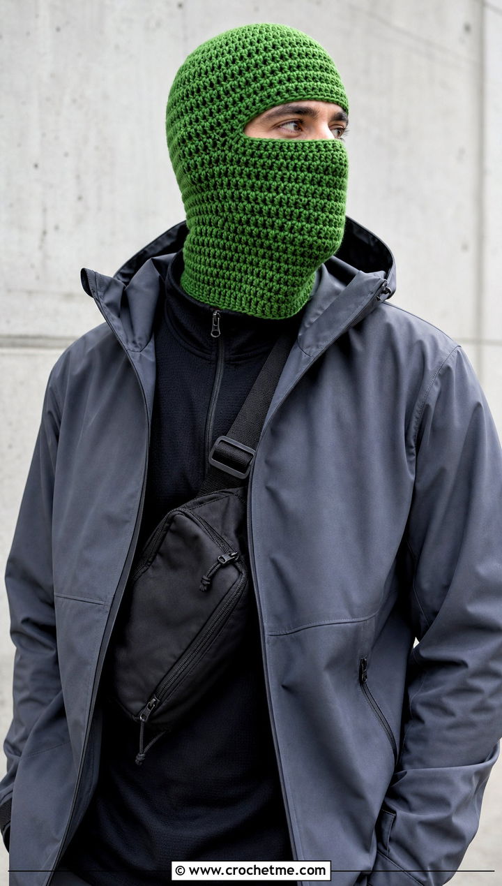 Tunisian Crochet Balaclava With Technical Shell Jacket - 30 crochet balaclava for men outfit ideas