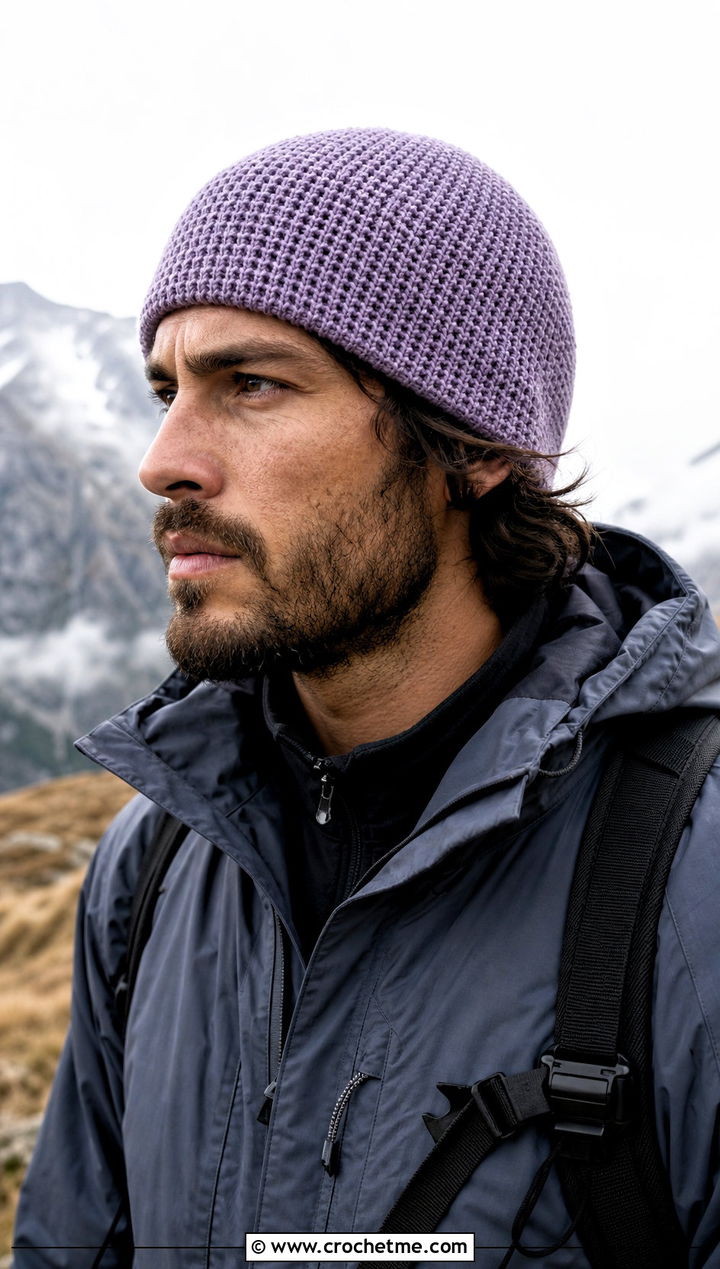 Tunisian Crochet Beanie With Tech Shell - 30 crochet man beanie outfit ideas