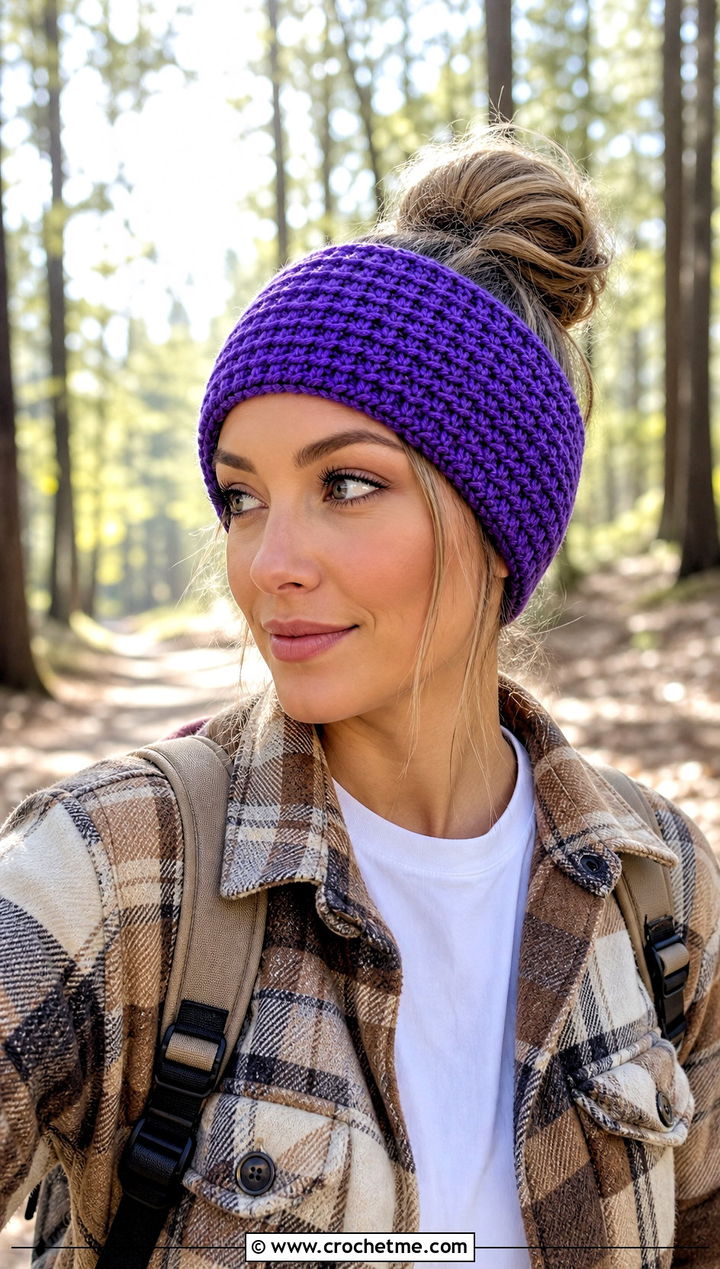 Tunisian Crochet Headband With Shacket And Leggings - 30 quick crochet headband outfit ideas