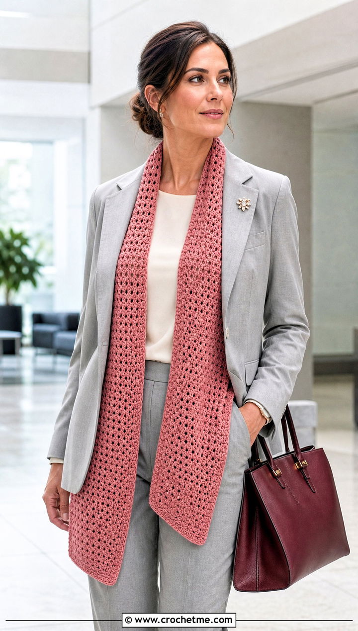 Tunisian Crochet Long Shawl With Trouser Suit - 20 Crochet Long Shawl outfit ideas