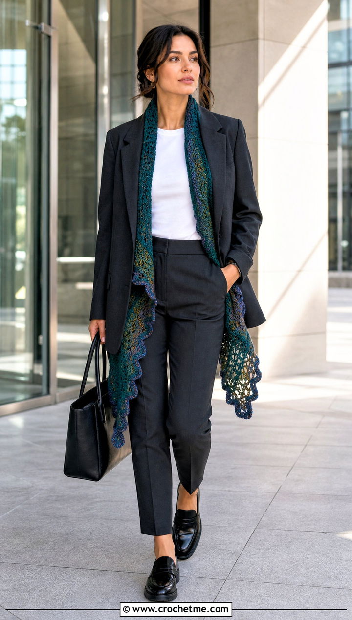 Tunisian Crochet Outlander Shawl With Blazer - 35 crochet outlander shawl outfit ideas