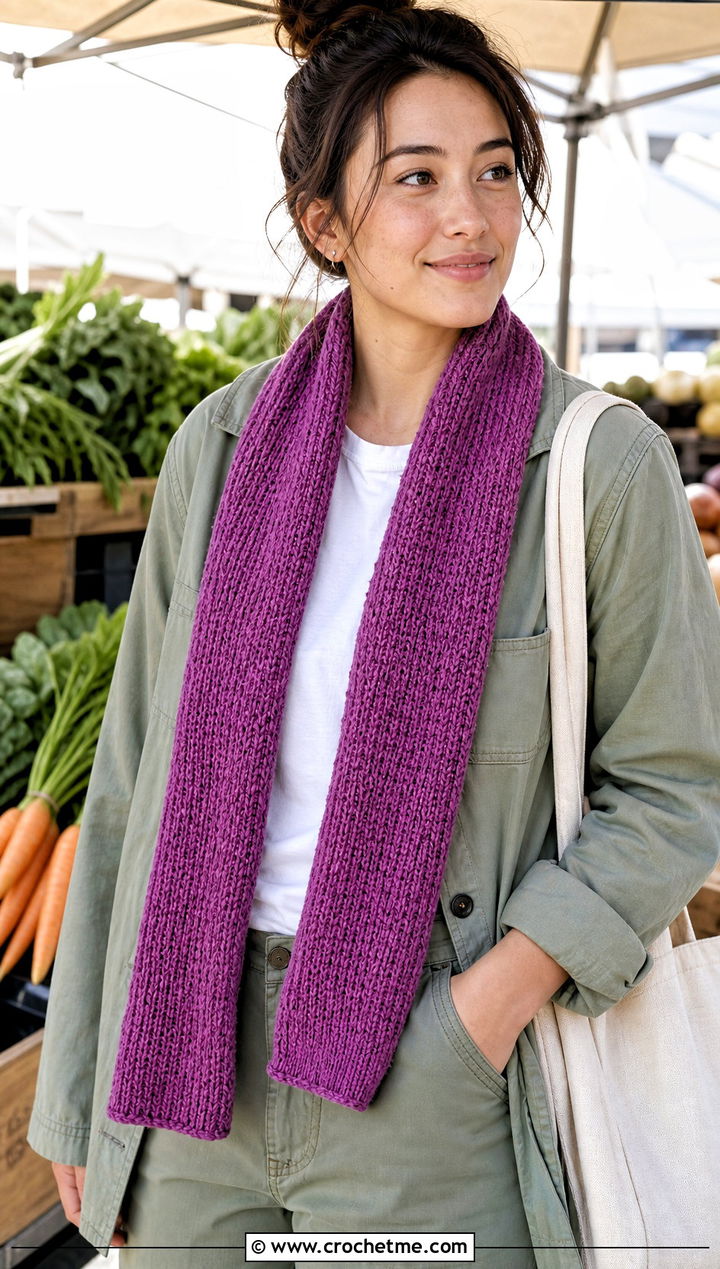 Tunisian Crochet Scarf With Utility Pants - 25 Beautiful Crochet Scarf outfit ideas