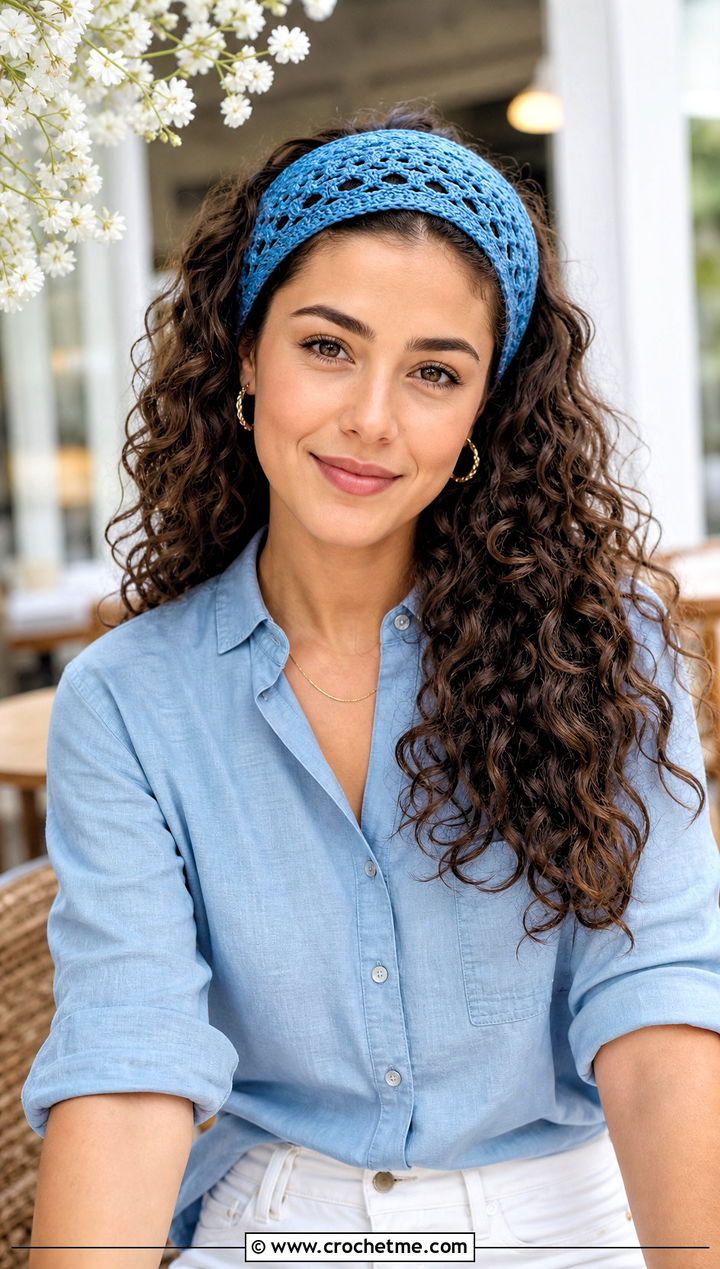Tunisian Eyelet Headband With White Jeans - 30 tunisian crochet headband outfit ideas
