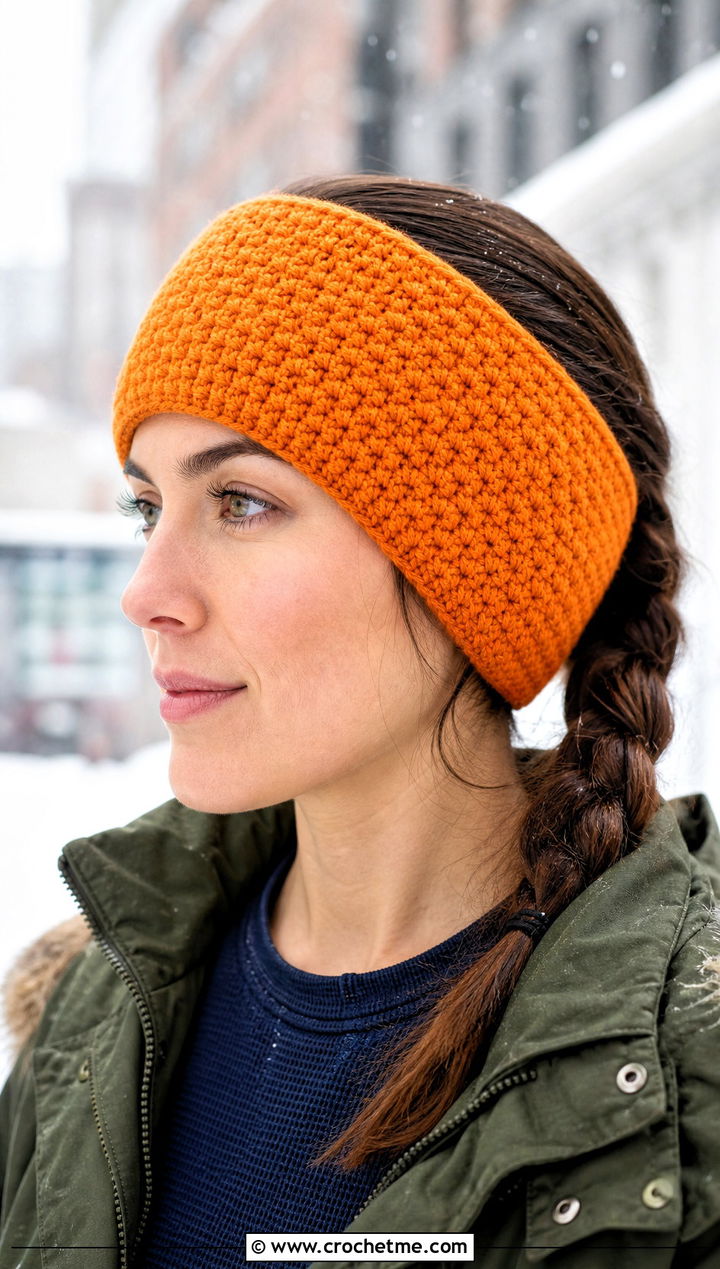 Tunisian Full Stitch Ear Warmer With Parka - 30 tunisian crochet headband outfit ideas