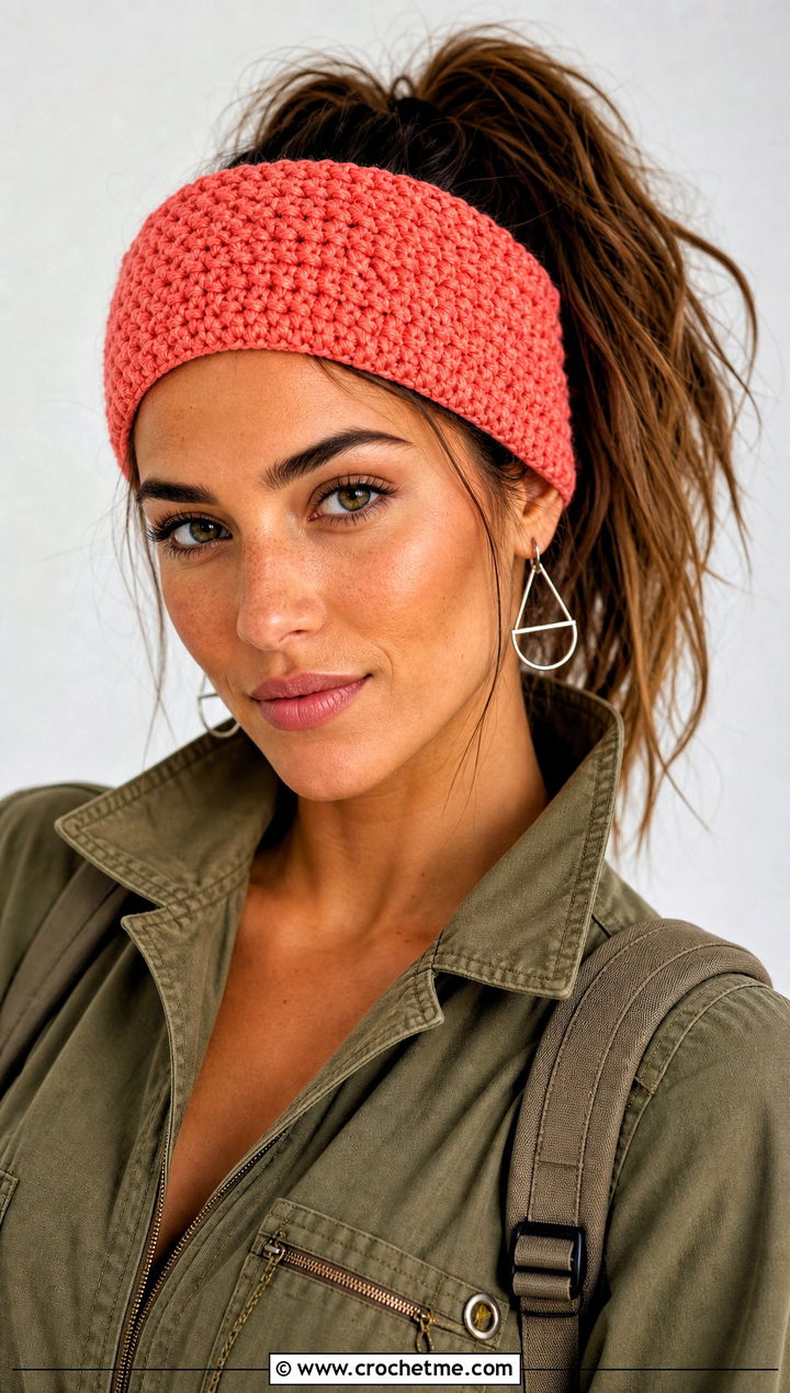 Tunisian Seed Stitch Headband With Utility Jumpsuit - 30 tunisian crochet headband outfit ideas