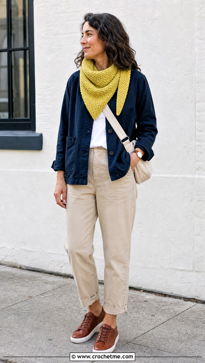 Tunisian Seed Stitch Shawl With Chore Jacket - 35 tunisian crochet shawl outfit ideas