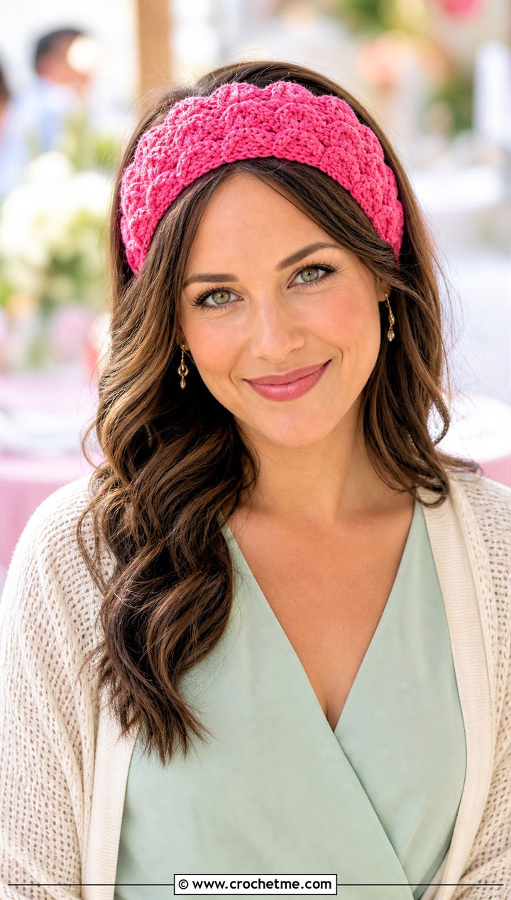 Tunisian Shell Stitch Headband With Wrap Dress - 30 tunisian crochet headband outfit ideas
