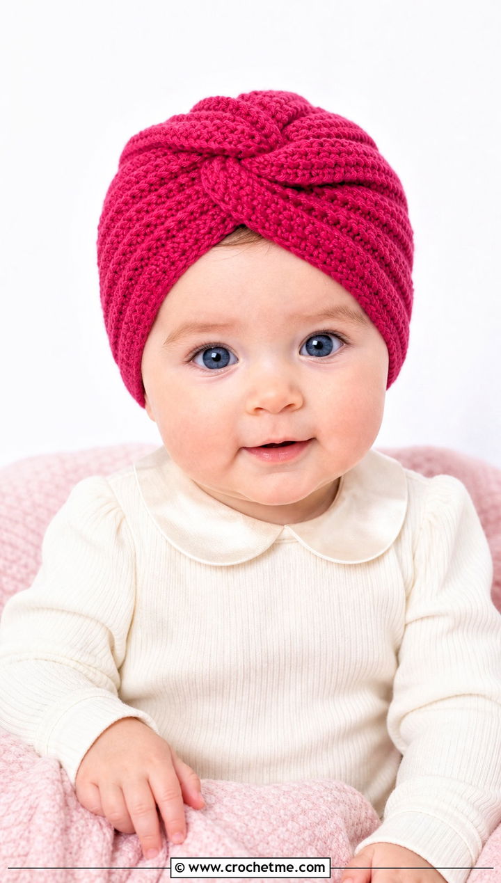 Turban Photo Prop Crochet Hat With Satin Collar Romper - 15 Photo Prop Crochet Hat outfit ideas