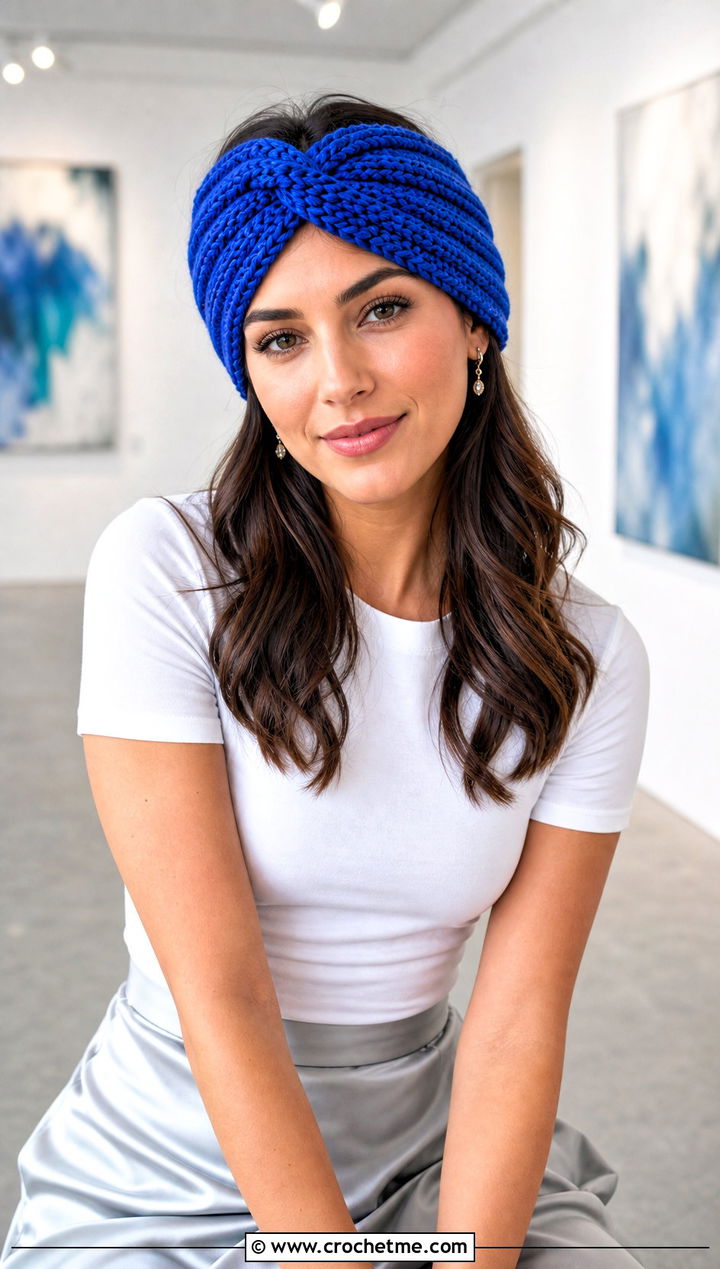 Twisted Turban Elastic Crochet Headband With a Slip Skirt - 25 Crochet Headbands With Elastic outfit ideas
