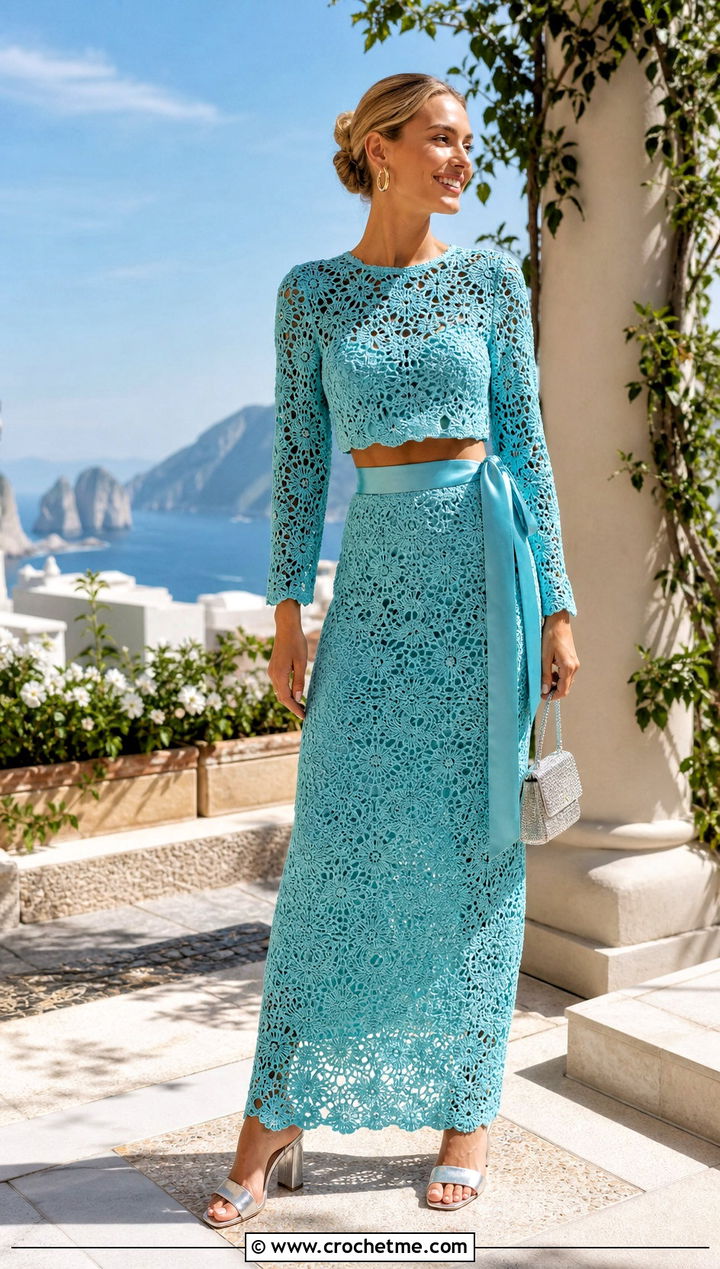Two Piece Crochet Bridal Dress - 25 Handmade Crochet Wedding Dress outfit ideas
