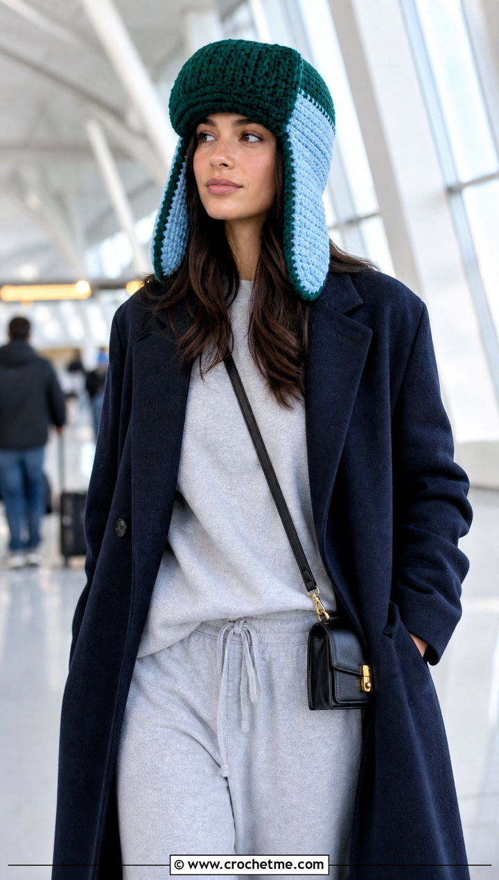 Two Tone Crochet Ushanka Hat With Matching Sweatsuit - 30 crochet ushanka hat outfit ideas
