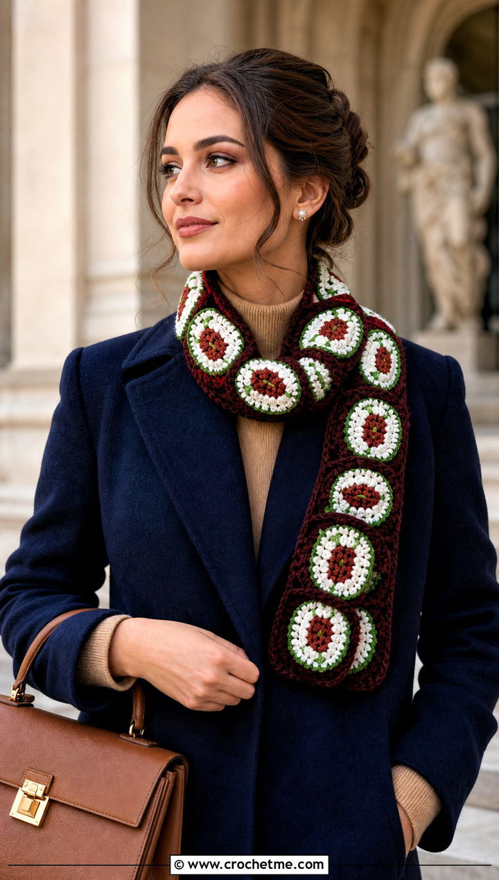 Unagi Roll Crochet Sushi Scarf With Old Money Outfit - 30 crochet sushi scarf outfit ideas