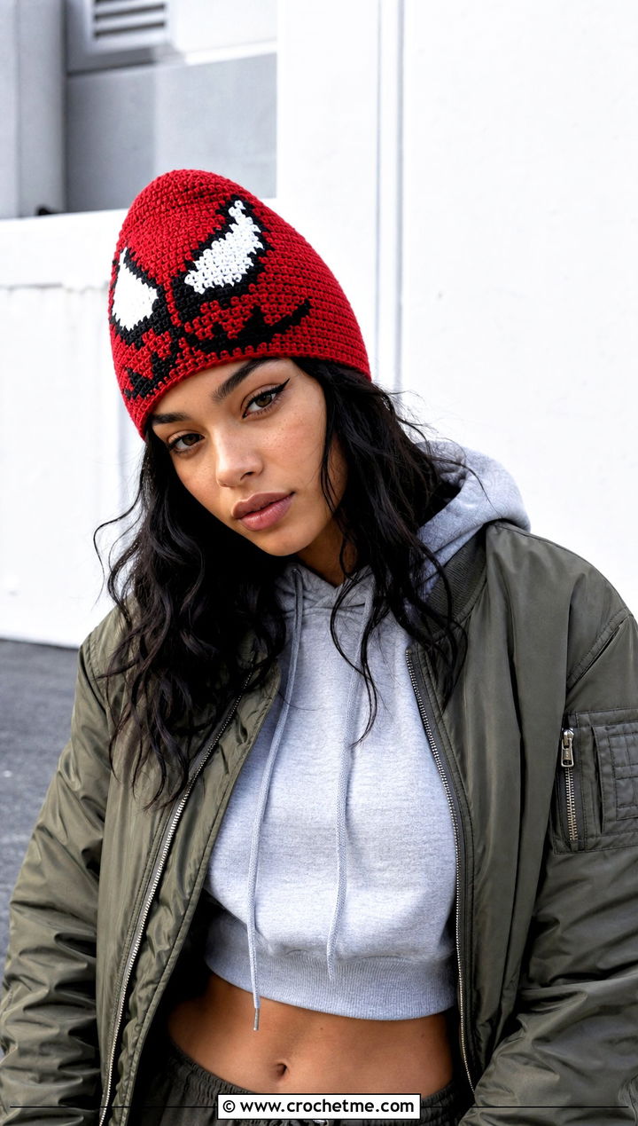 Uncuffed Venom Crochet Beanie With Cargo Pants - 25 venom crochet beanie outfit ideas