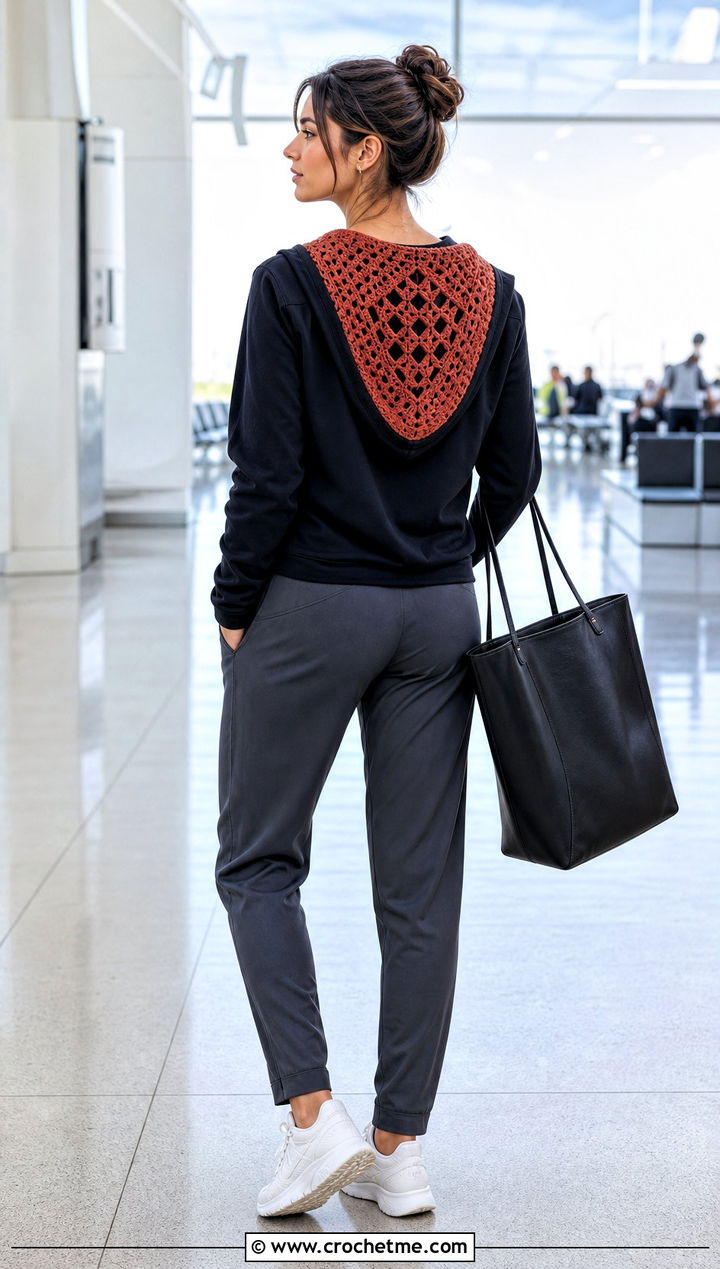 Upcycled Hoodie With Crochet Hood Panel - 25 upcycling clothes with crochet outfit ideas