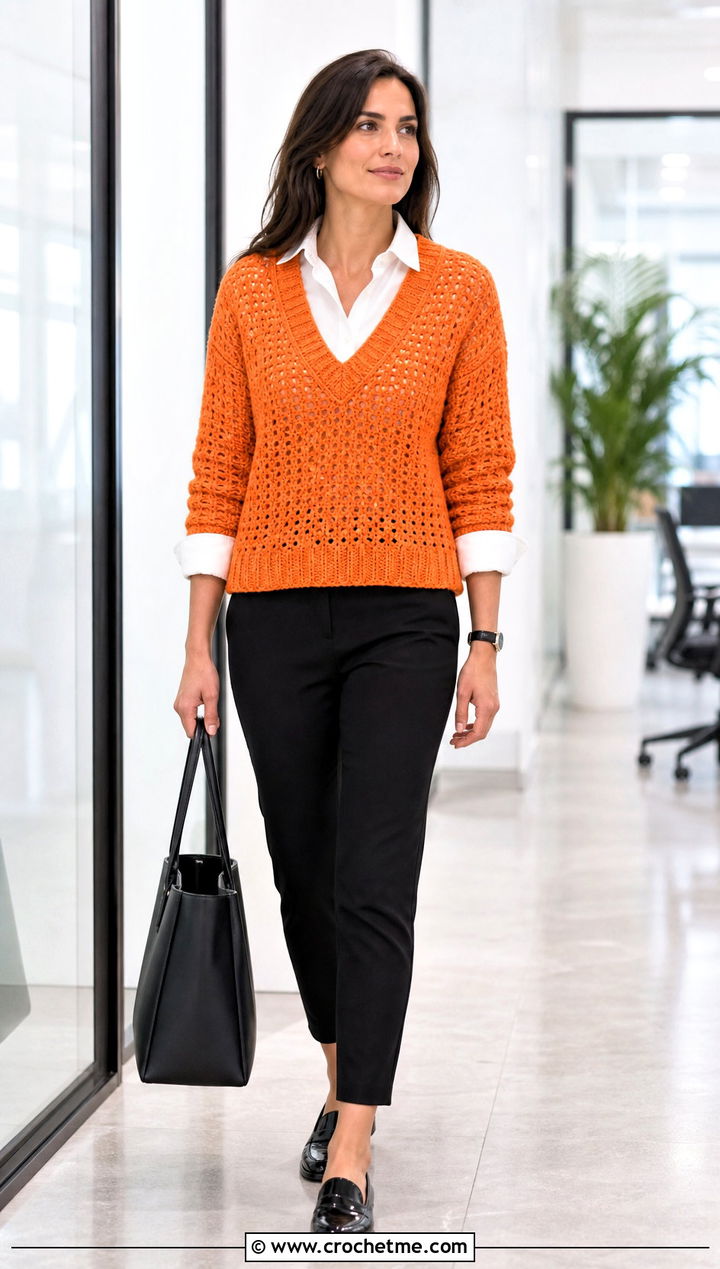 V Neck Crochet Barbie Sweater With Button Front Shirt - 25 crochet barbie sweater outfit ideas
