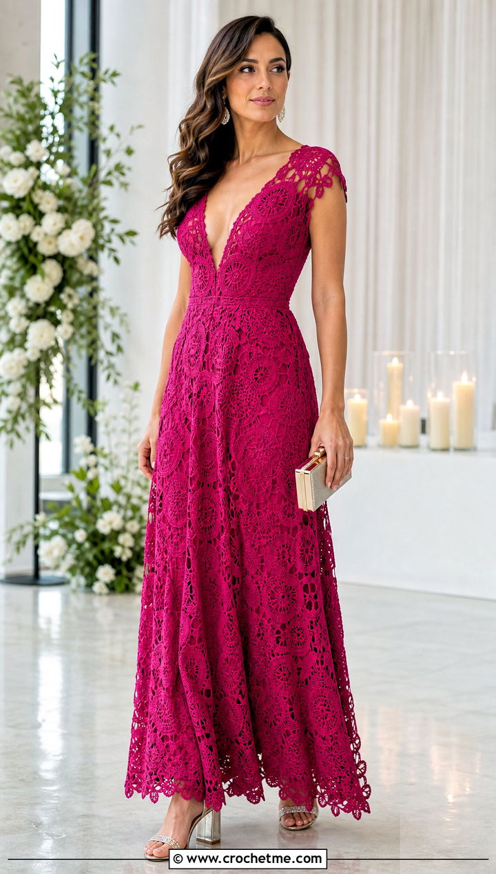 V Neck Irish Crochet Wedding Dress With Crystal Sandals - 30 Irish Crochet Wedding Dress outfit ideas